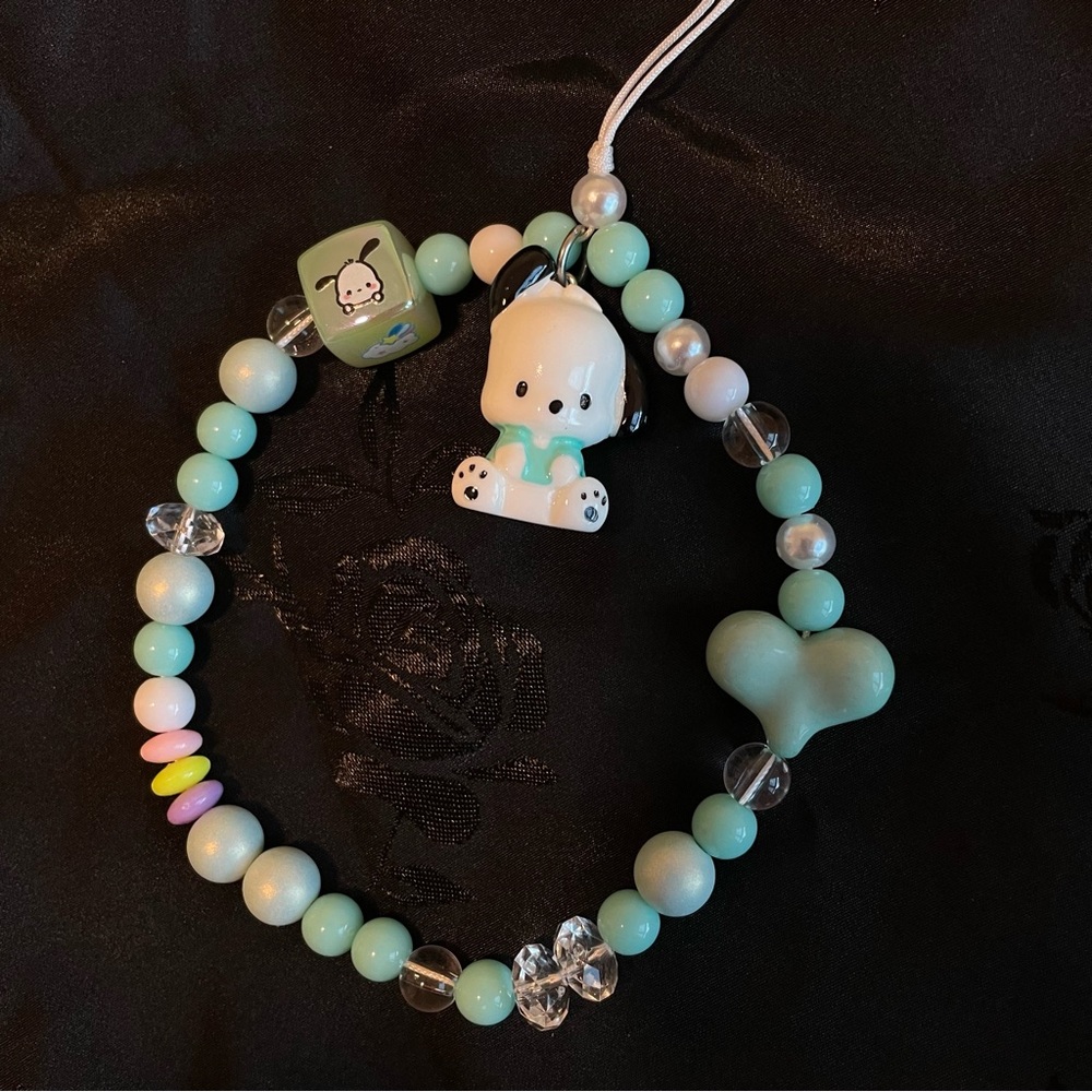 Adorable Sanior Pochacco keychains,Bag Charm, Phone Charm, handmade beads, gift